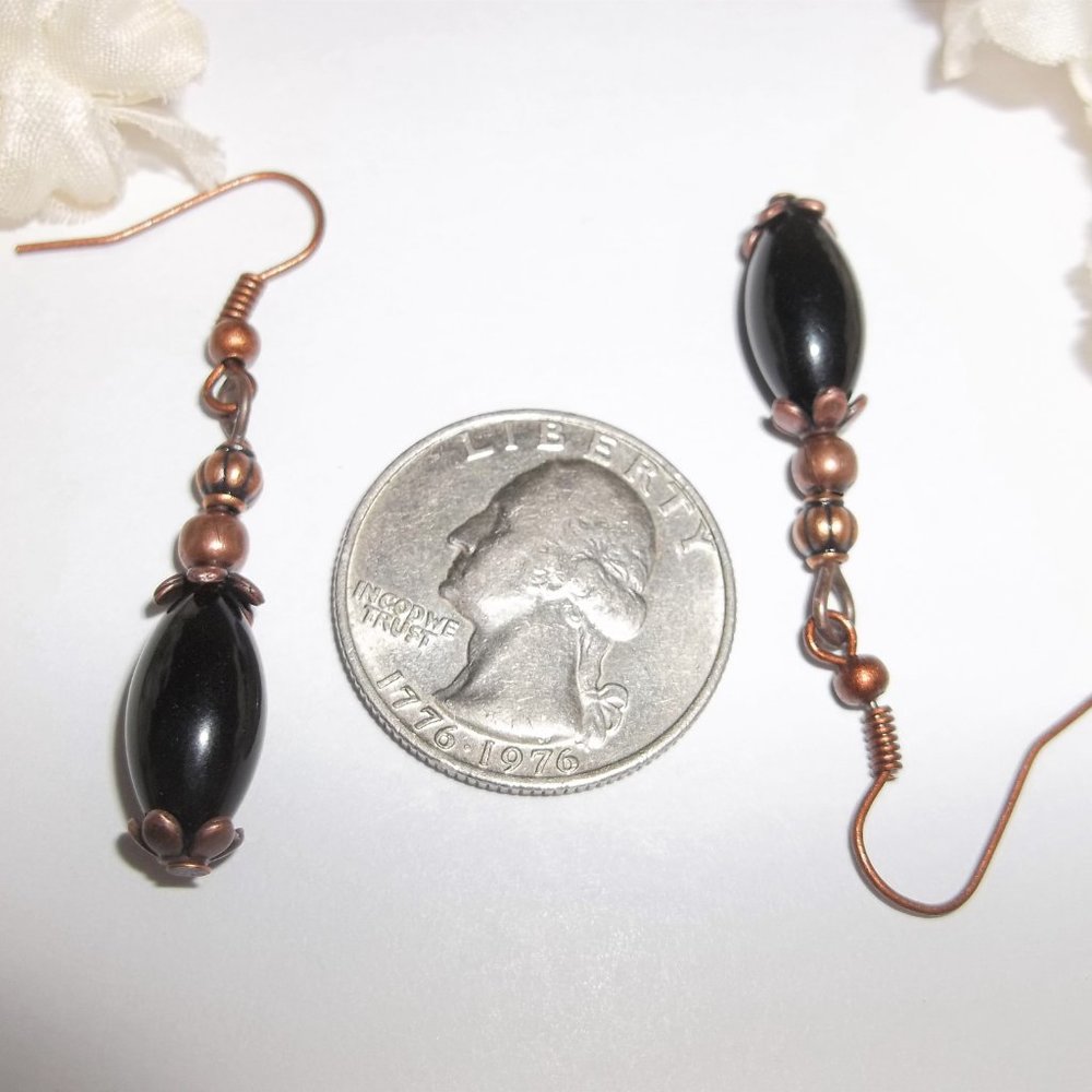 Copper & Black Boho Earring Set NWT Handmade 5823 - Picture 3 of 8